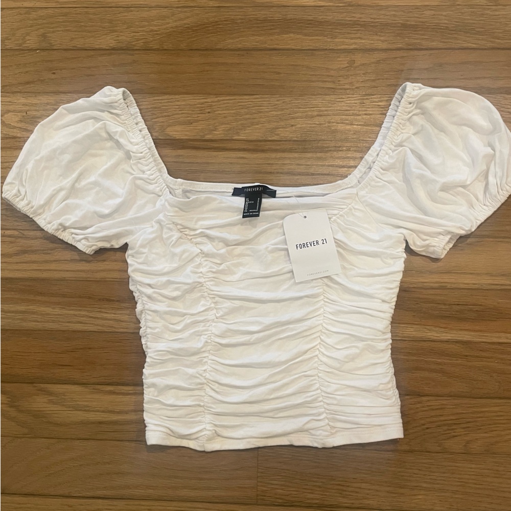 Forever 21 Cropped Puff Sleeve Top